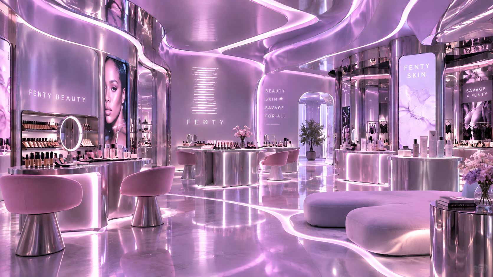 Espaces de vente Fenty Beauty, Fenty Skin et Savage X Fenty réunis